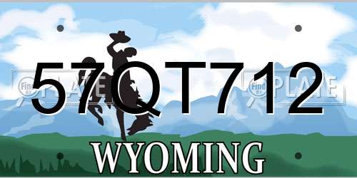 57QT712 Wyoming License Plate