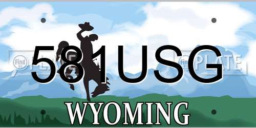 581USG Wyoming License Plate