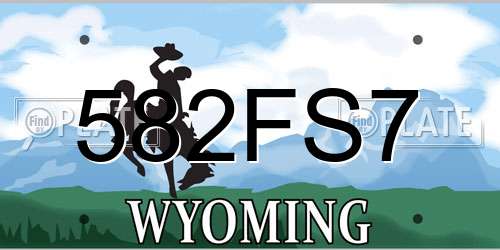 582FS7 Wyoming License Plate