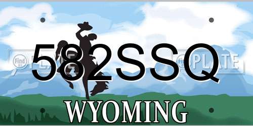 582SSQ Wyoming License Plate