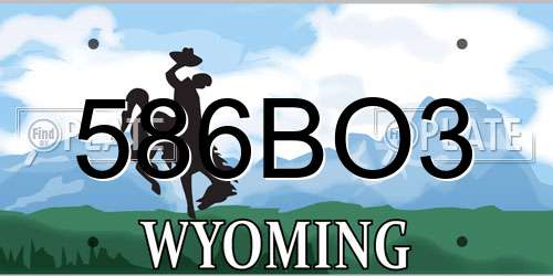 586BO3 Wyoming License Plate