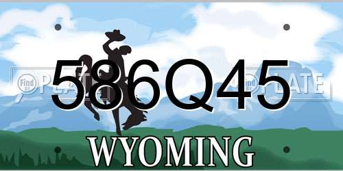 586Q45 Wyoming License Plate