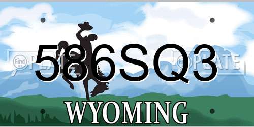 586SQ3 Wyoming License Plate