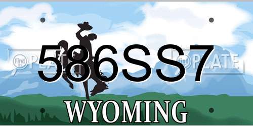 586SS7 Wyoming License Plate