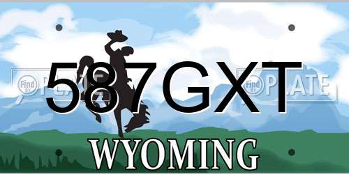 587GXT Wyoming License Plate