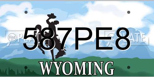 587PE8 Wyoming License Plate
