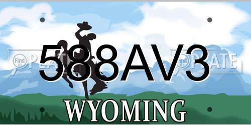 588AV3 Wyoming License Plate
