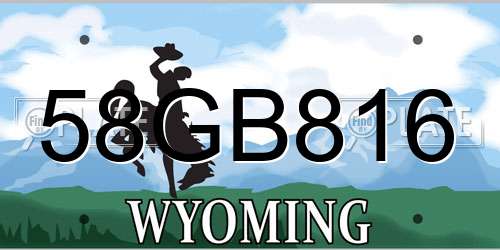 58GB816 Wyoming License Plate