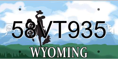 58VT935 Wyoming License Plate
