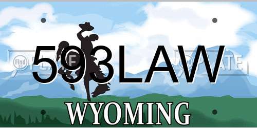 593LAW Wyoming License Plate