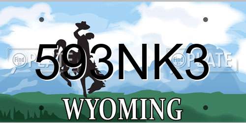 593NK3 Wyoming License Plate