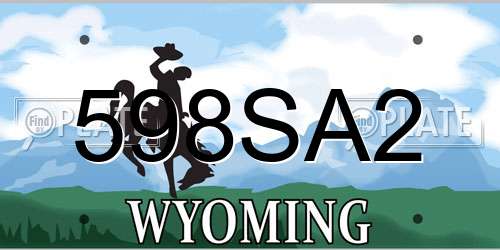 598SA2 Wyoming License Plate