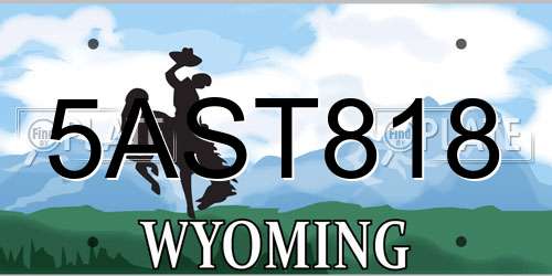 5AST818 Wyoming License Plate