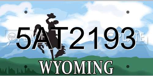 5AT2193 Wyoming License Plate