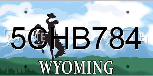 5CHB784 Wyoming License Plate