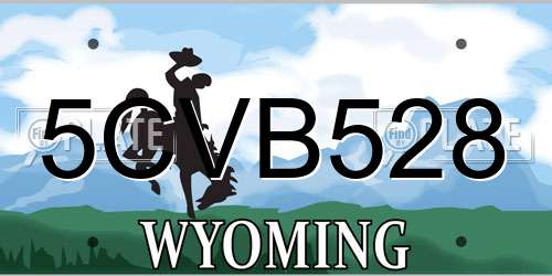 5CVB528 Wyoming License Plate