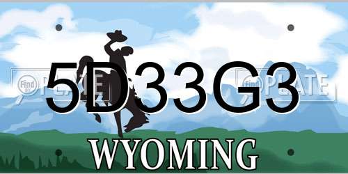 5D33G3 Wyoming License Plate