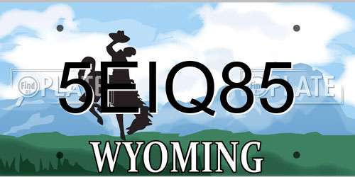 5EIQ85 Wyoming License Plate