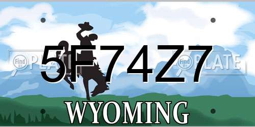 5F74Z7 Wyoming License Plate