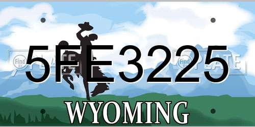 5FE3225 Wyoming License Plate