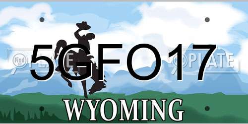 5GFO17 Wyoming License Plate