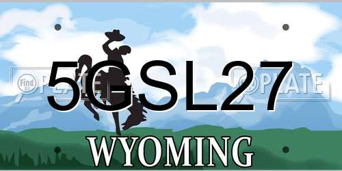 5GSL27 Wyoming License Plate