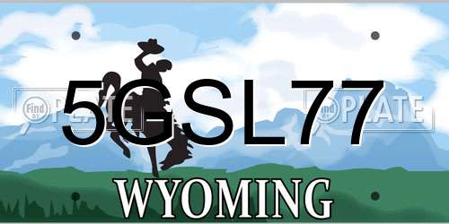 5GSL77 Wyoming License Plate