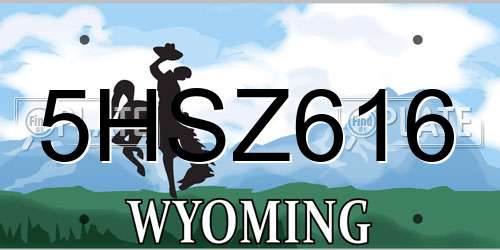 5HSZ616 Wyoming License Plate