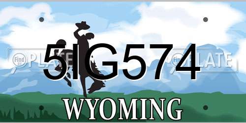 5IG574 Wyoming License Plate
