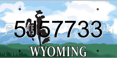5J57733 Wyoming License Plate
