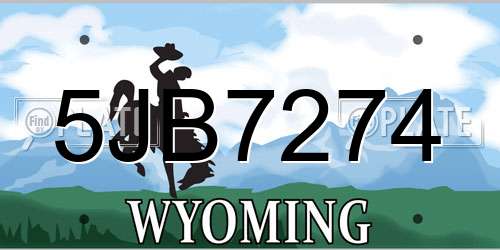 5JB7274 Wyoming License Plate