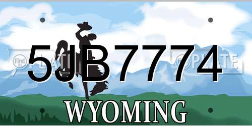 5JB7774 Wyoming License Plate
