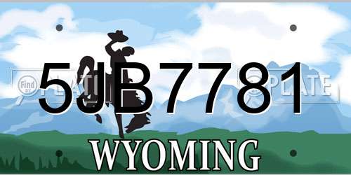 5JB7781 Wyoming License Plate