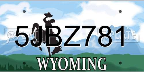 5JBZ781 Wyoming License Plate