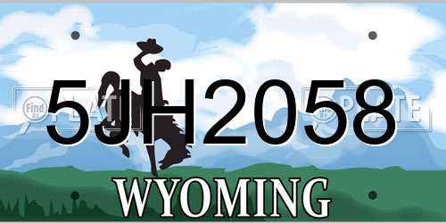 5JH2058 Wyoming License Plate
