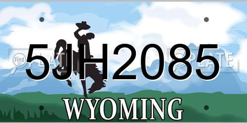 5JH2085 Wyoming License Plate