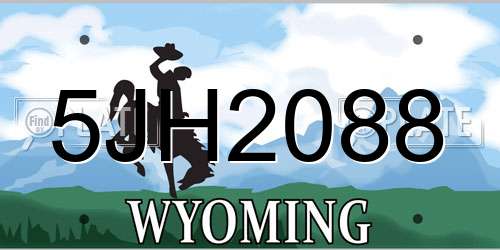 5JH2088 Wyoming License Plate