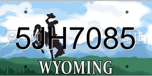 5JH7085 Wyoming License Plate