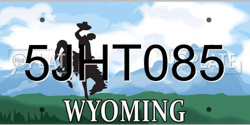 5JHT085 Wyoming License Plate