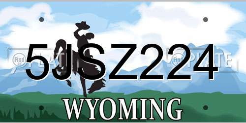 5JSZ224 Wyoming License Plate
