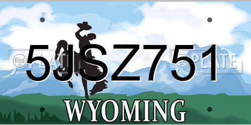 5JSZ751 Wyoming License Plate