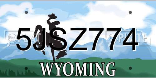 5JSZ774 Wyoming License Plate
