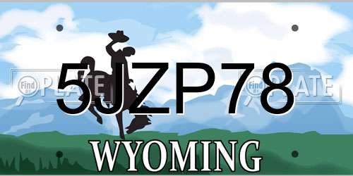 5JZP78 Wyoming License Plate