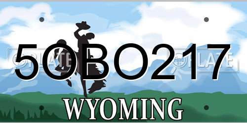 5OBO217 Wyoming License Plate