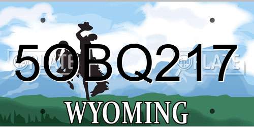 5OBQ217 Wyoming License Plate