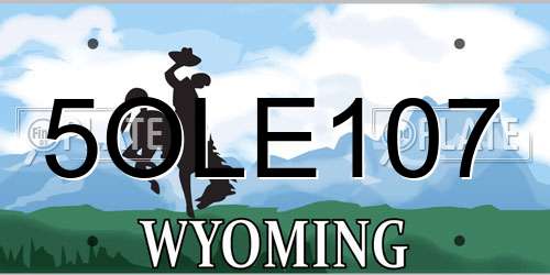 5OLE107 Wyoming License Plate