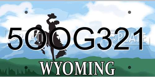 5OOG321 Wyoming License Plate