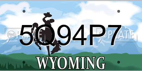 5Q94P7 Wyoming License Plate