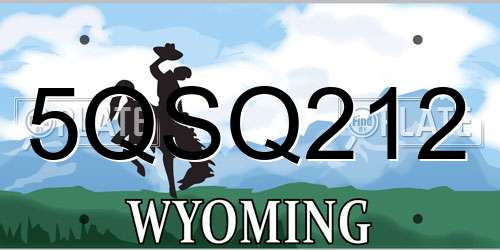 5QSQ212 Wyoming License Plate