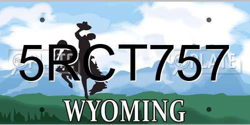 5RCT757 Wyoming License Plate